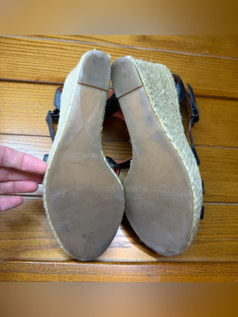 Via Spiga Black Leather Espadrille Wedge Sandal 10